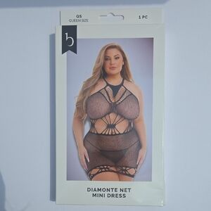 Black Diamonte Net Mini Dress
